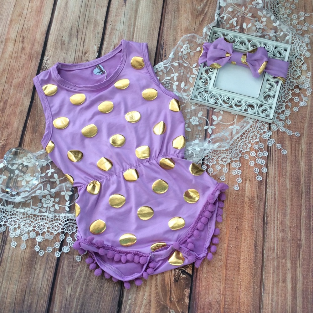 Boutique Baby Girl Romper & Headband